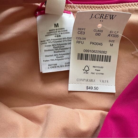 J. Crew Fuchsia High Waisted Belted Tie Front Swim Bikini Bottom Medium NEW - Picture 3 of 11